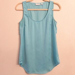 New York & Co. Teal Satin Feel Sleeveless Blouse